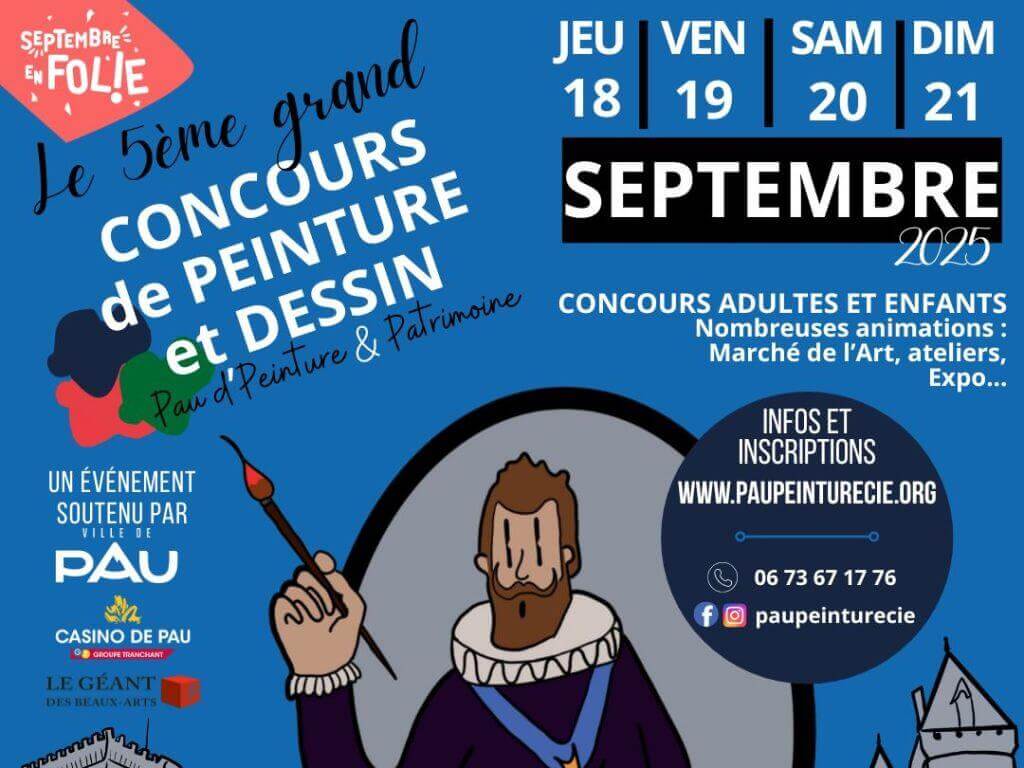 Affiche concours pau d'peinture et compagnie du 18 au 20 Septembre 2025